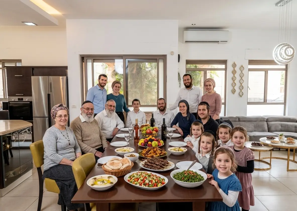 ארוחה חגיגית סביב השולחן